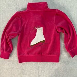 Pink please mom velour zip jacket with ice skate on back. 3T